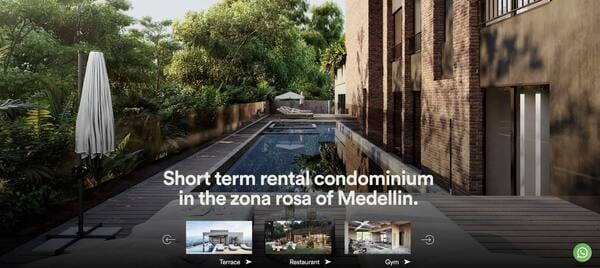 Old website of Morph Medellin project promoting short rental real estate projects which brings more gentrification.