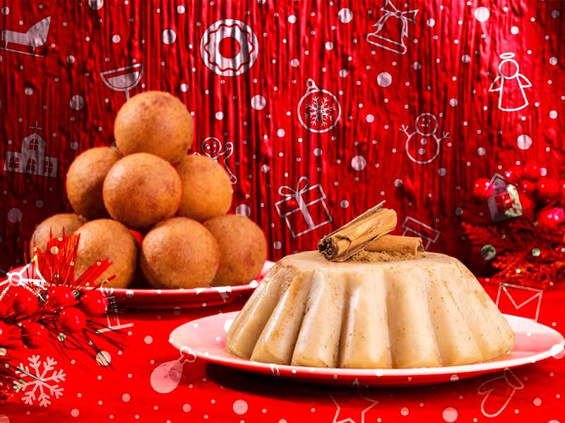 tradicion-navidad-bunuelos-natilla-navidad-colombia-1 Plate of natilla with cinnamon and buñuelos, classic Christmas in Colombia sweets—christmas traditions colombia.